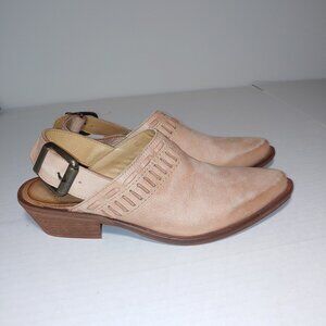 VeraCruz  Artisan  Woven Detail Buckle Pointed Toe Slingback Mules Sz 39 Tan